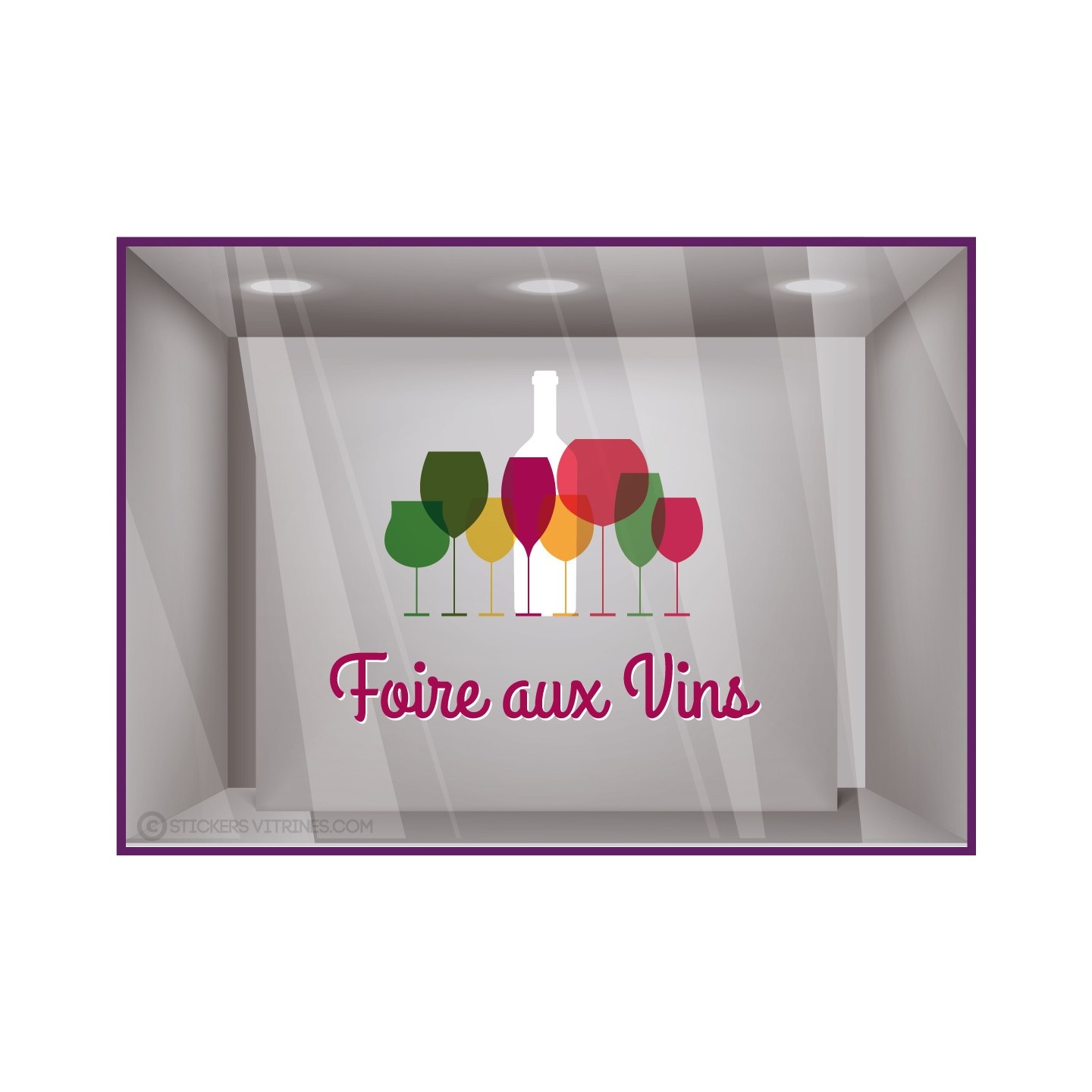 Sticker Foire aux Vins Verres devanture de magasin beaujolais caviste supermarche restaurant promotions