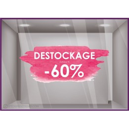 Sticker Destockage Aquarelle adhésif autocollant été lettrage  publicitaire magasin