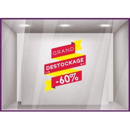 Sticker Ruban Destockage adhésif autocollant vitrine magasin boutique calicot vitrophanie