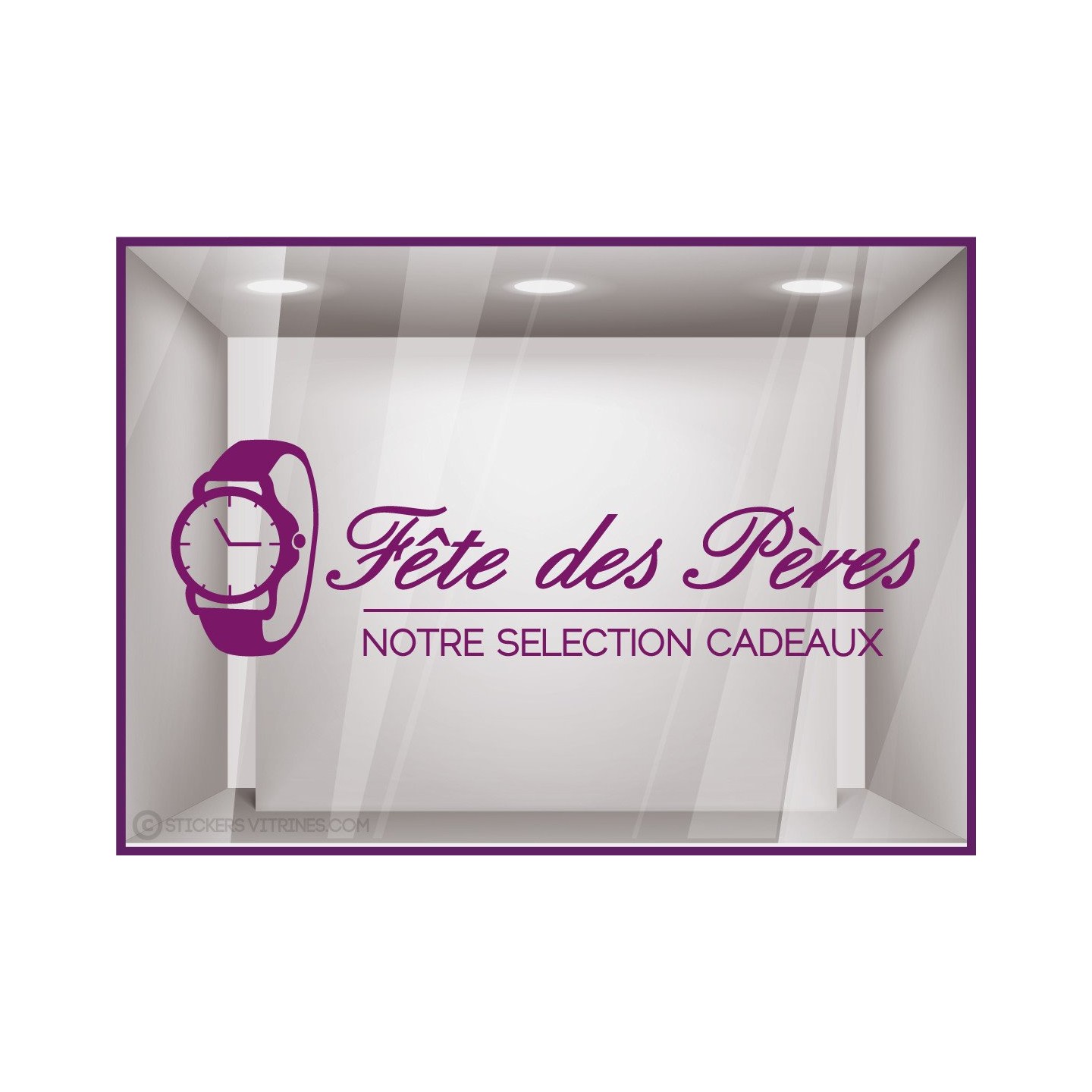 Sticker Montre Fête des Pères papas bijouterie horlogerie lettrage adhésif autocollant devanture vitrine calicot vitrophanie