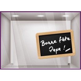 Sticker Ardoise Bonne Fete Papa peres restaurant caviste epicerie mode maroquinerie devanture vitrine commerce calicot