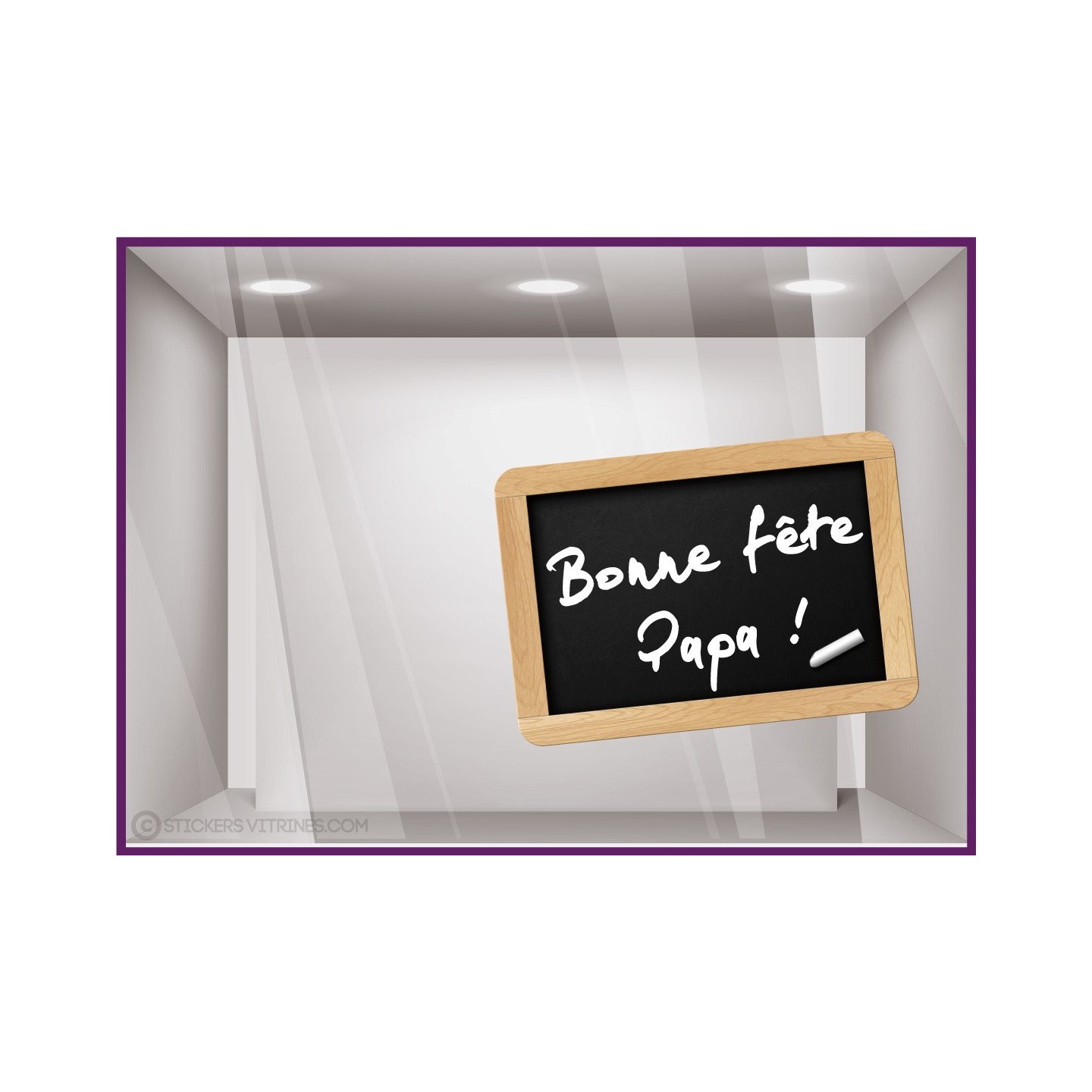 Sticker Ardoise Bonne Fete Papa peres restaurant caviste epicerie mode maroquinerie devanture vitrine commerce calicot