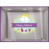 Sticker Etiquette Happy Easter Chocolat Cloches Pâques Fête Boulangerie Oeufs Poules 