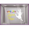 Sticker Lapin Pâques qui escalade magasin devanture vitrophanie autocollant boulangerie chocolaterie oeufs 