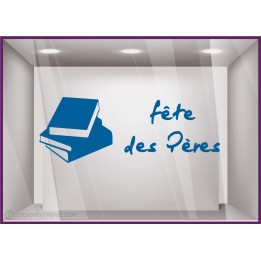 Sticker livres fête des pères papas lettrage adhésif texte autocollant devanture vitrine librairie commerce