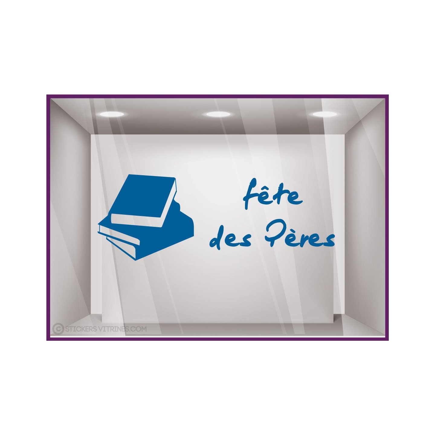 Sticker livres fête des pères papas lettrage adhésif texte autocollant devanture vitrine librairie commerce