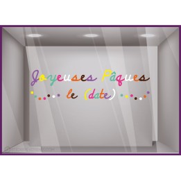 Sticker Joyeuses Pâques multicolore lettrage chocolat fêtes 