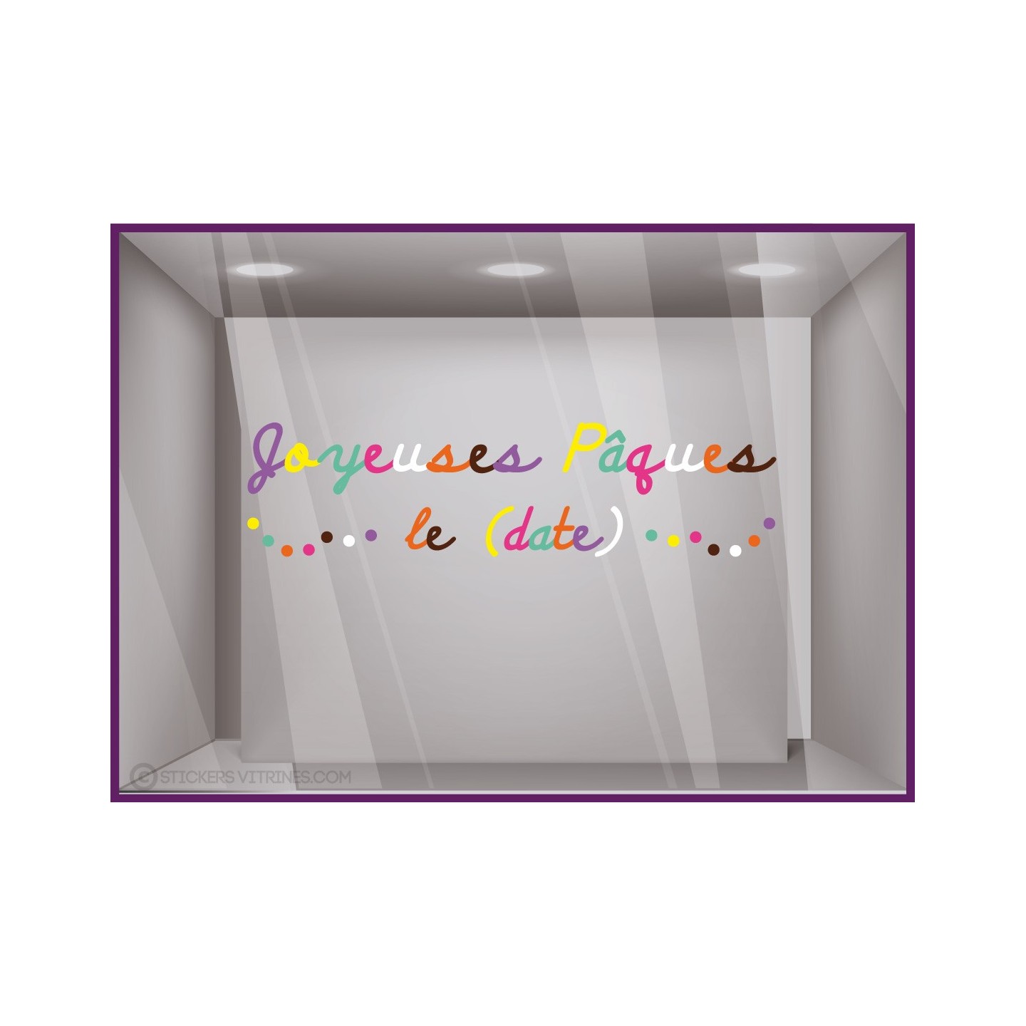 Sticker Joyeuses Pâques multicolore lettrage chocolat fêtes 