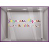 Sticker Joyeuses Pâques multicolore lettrage chocolat fêtes 