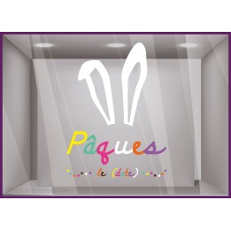 Sticker Pâques Oreilles de Lapin boulangerie pâtisserie chocolaterie commerce de bouche Printemps