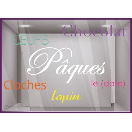 Kit de stickers Pâques multicolore Chocolat Oeufs Cloches Lapin Chocolatier Boulangerie Joyeuses Fêtes  