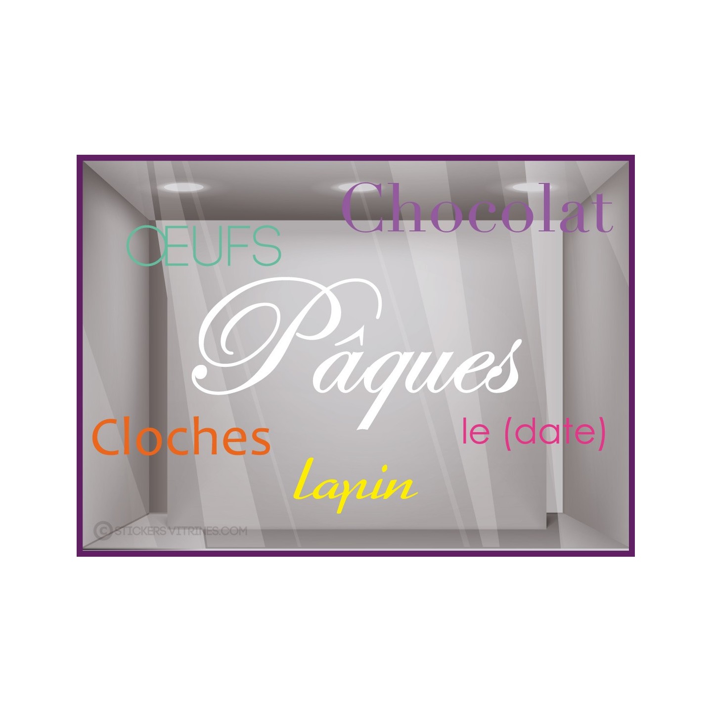 Kit de stickers Pâques multicolore Chocolat Oeufs Cloches Lapin Chocolatier Boulangerie Joyeuses Fêtes  