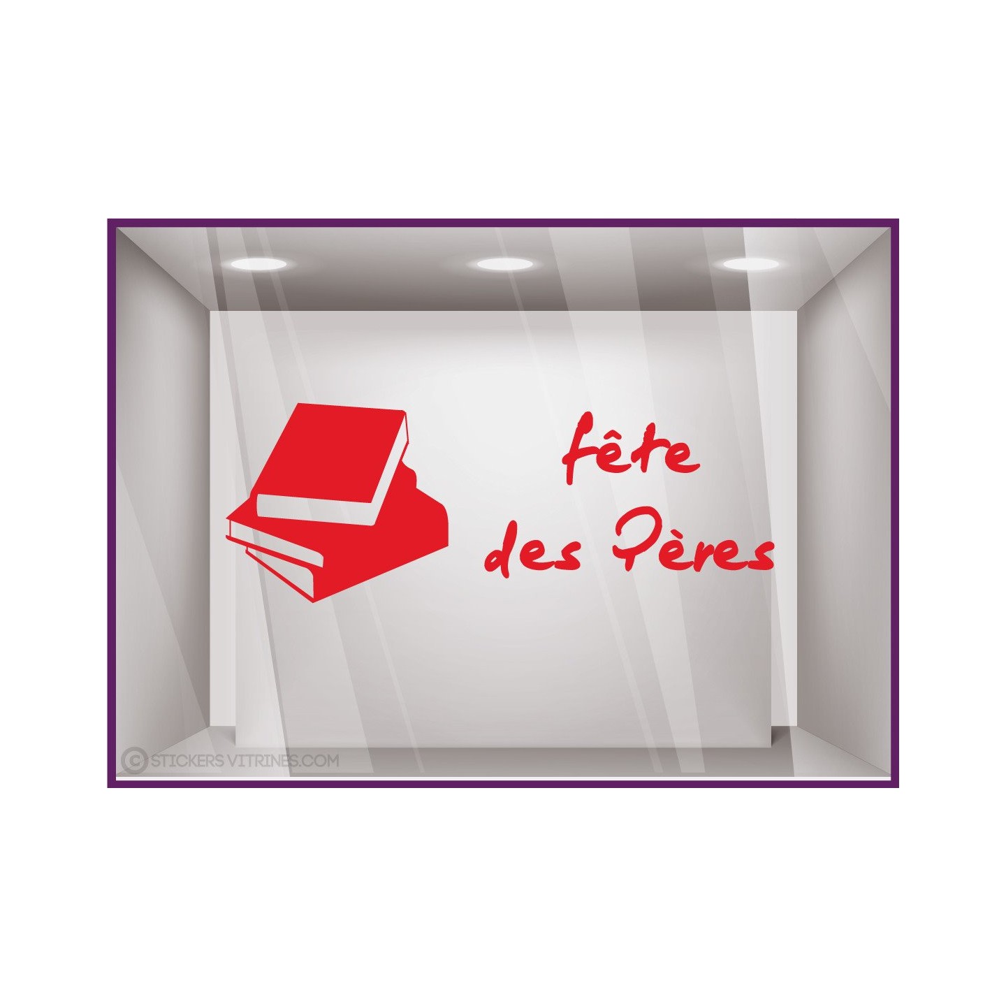 Sticker livres fête des pères papas lettrage adhésif texte autocollant devanture vitrine librairie commerce