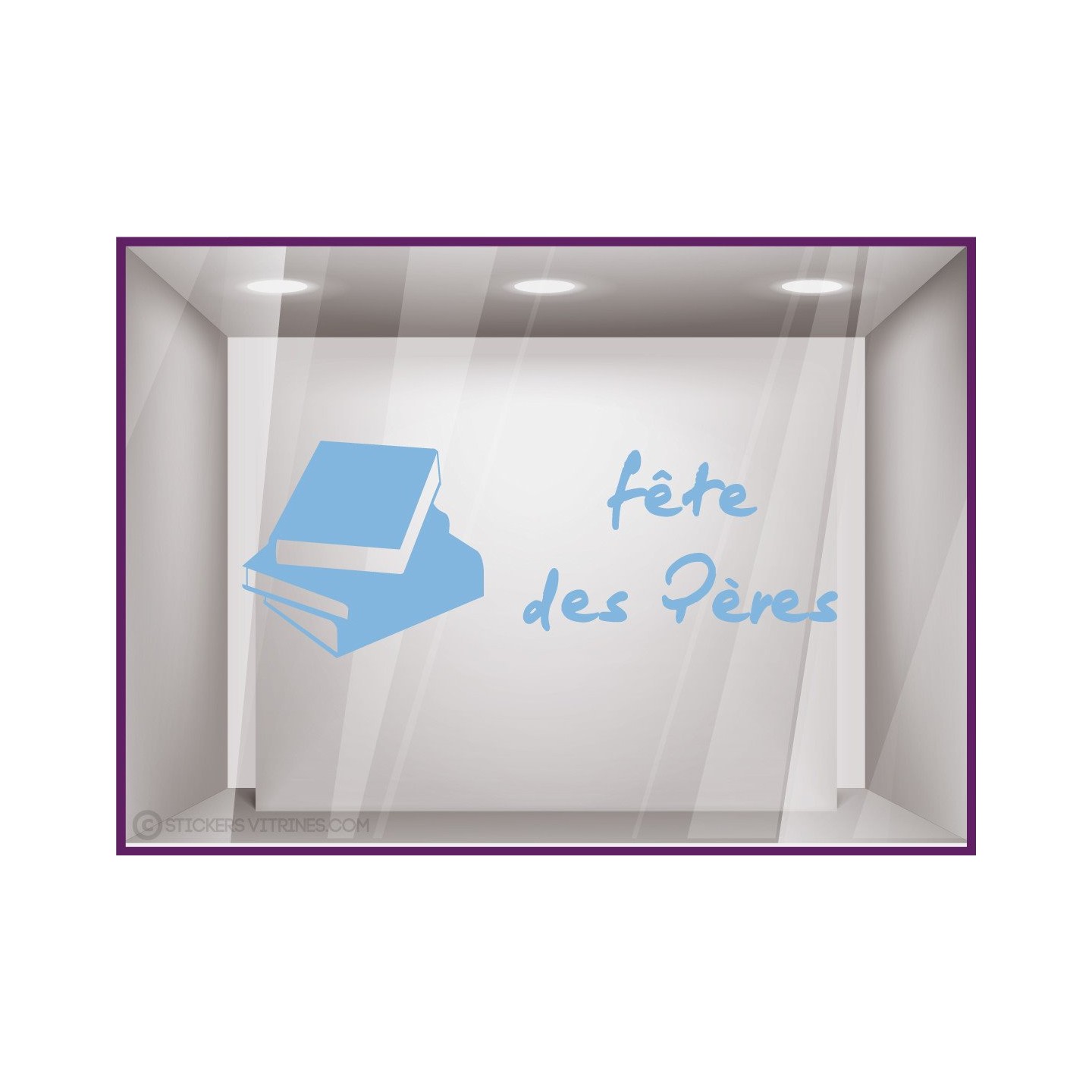Sticker livres fête des pères papas lettrage adhésif texte autocollant devanture vitrine librairie commerce