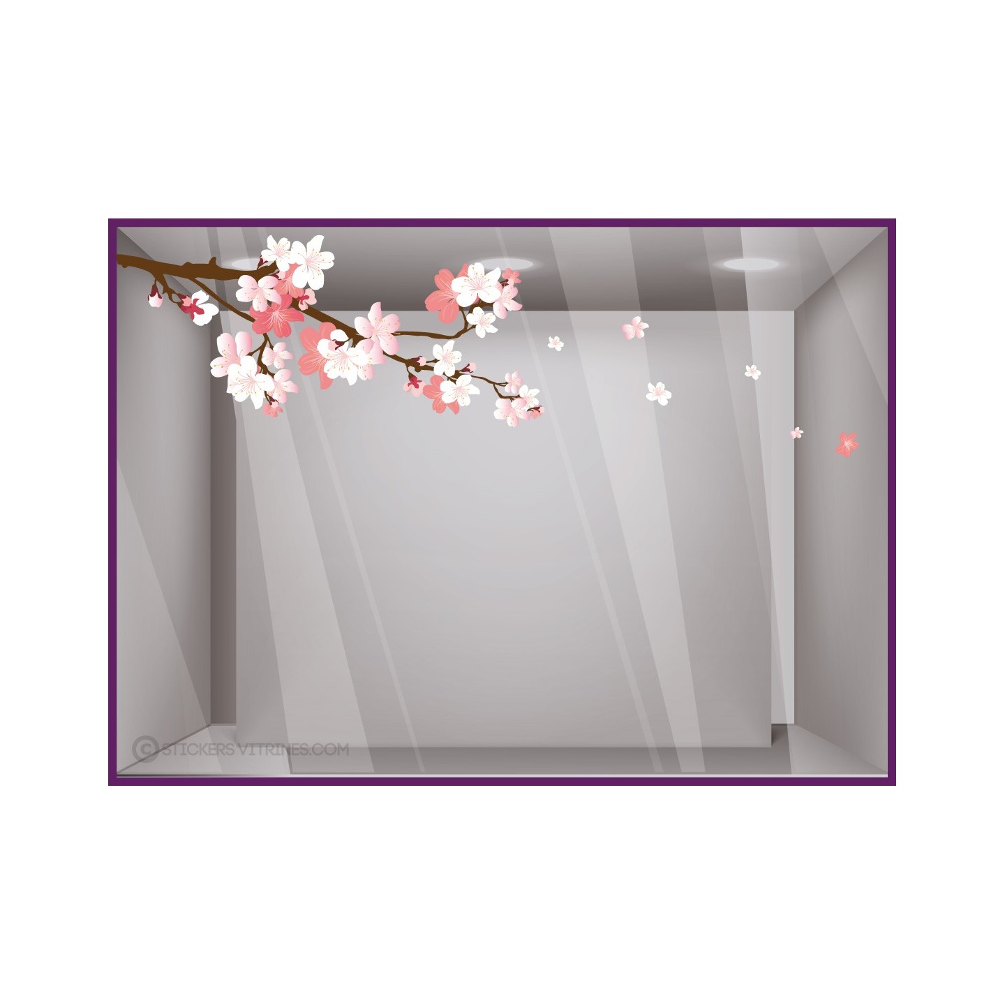 Sticker Branche de cerisier vitrophanie printemps fleuriste mode décoration fleur boulangerie