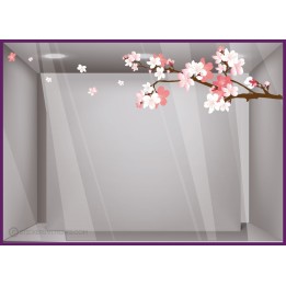 Sticker Branche de cerisier vitrophanie printemps fleuriste mode décoration fleur boulangerie