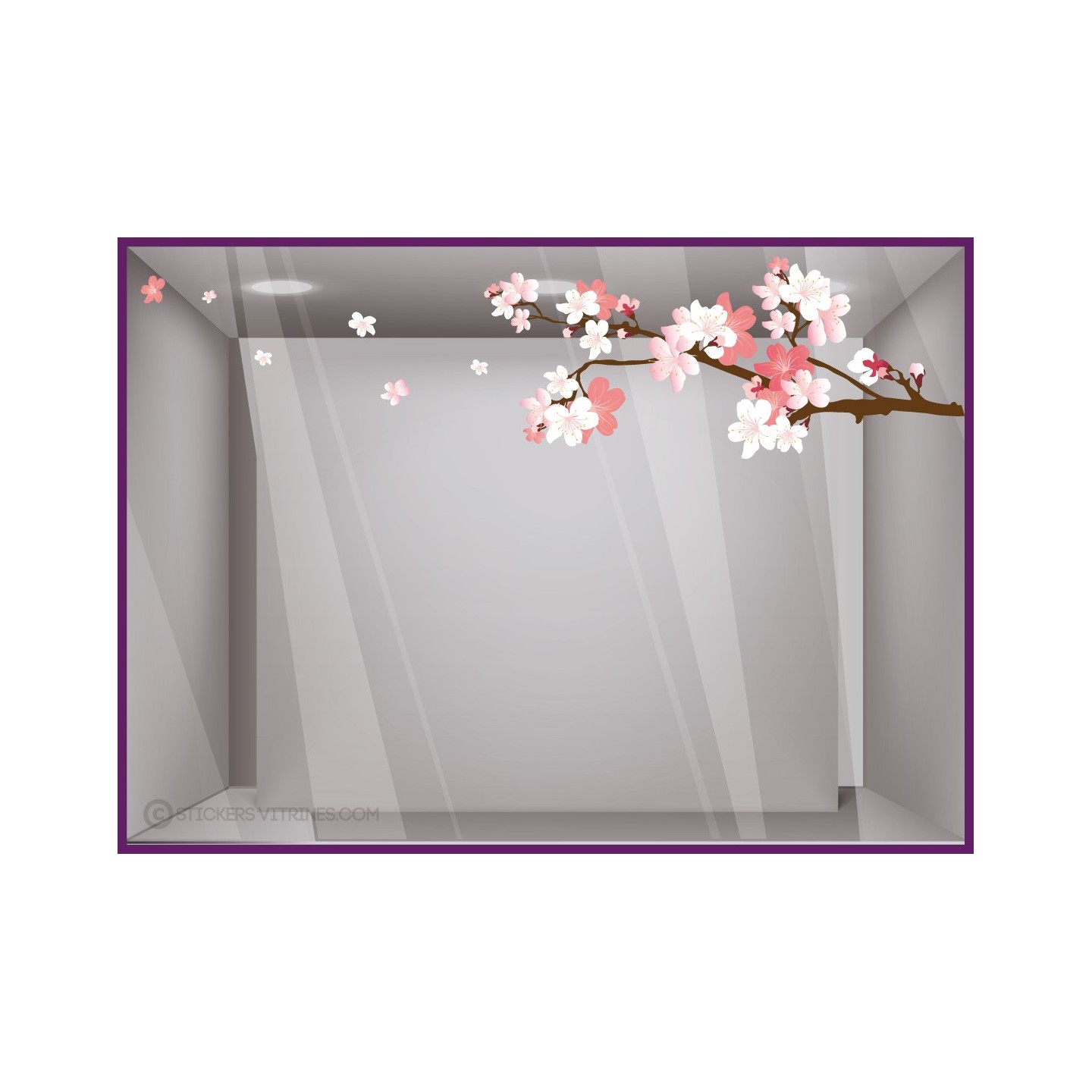 Sticker Branche de cerisier vitrophanie printemps fleuriste mode décoration fleur boulangerie