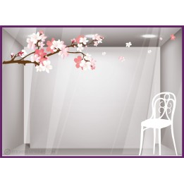 Kit de Sticker Branche de cerisier et chaise de jardin vitrophanie calicot vitrine devanture