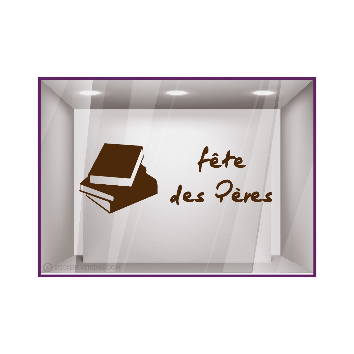 Sticker livres fête des pères papas lettrage adhésif texte autocollant devanture vitrine librairie commerce