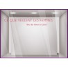 Sticker Ce Que Veulent Les Femmes fete des meres mamans mode bijouterie parfumerie institut beaute calicot vitrophanie lettrage 