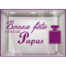 Sticker Parfum Bonne Fête à tous les papas pères coiffeur institut de beauté mode devanture lettrage adhésif texte autocollant