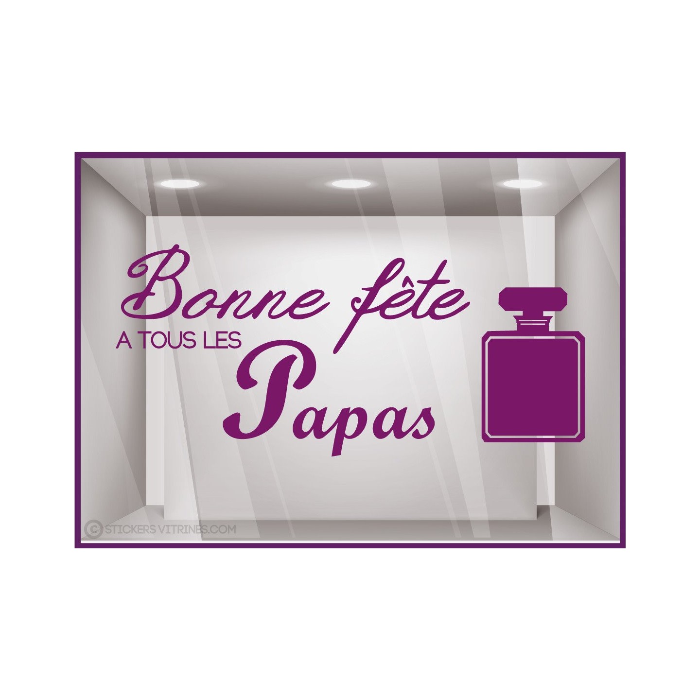 Sticker Parfum Bonne Fête à tous les papas pères coiffeur institut de beauté mode devanture lettrage adhésif texte autocollant