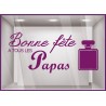 Sticker Parfum Bonne Fête à tous les papas pères coiffeur institut de beauté mode devanture lettrage adhésif texte autocollant