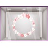 Couronne de fleurs de cerisier fleuriste printemps commerce vitrine magasin autocollant
