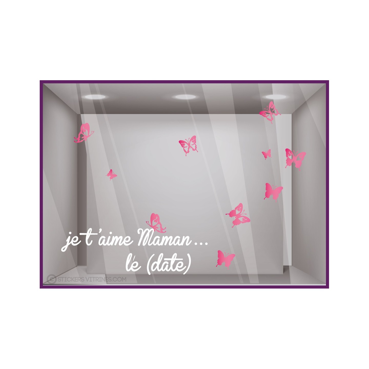 Adhésif pour devanture Kit de Stickers Je t’aime Maman Papillons