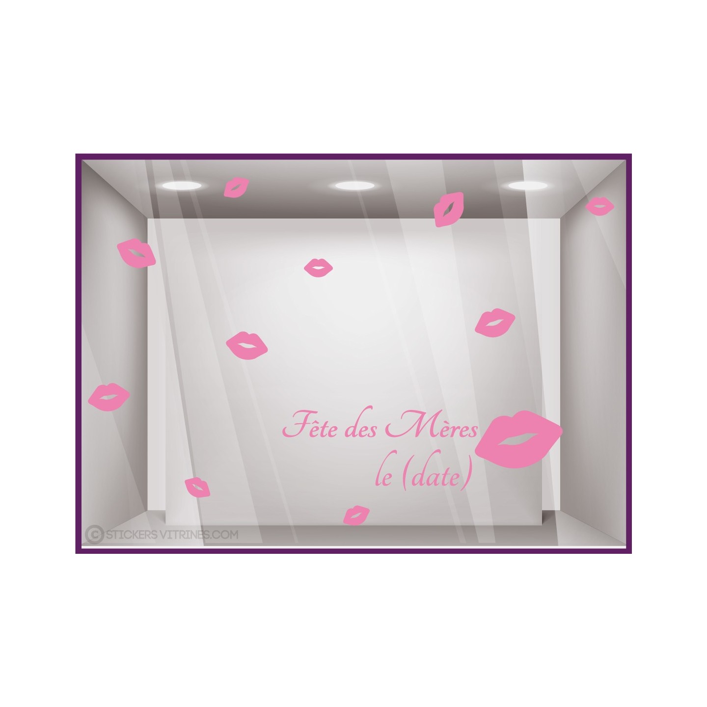 Autocollant pour devanture Kit de Stickers Fête des Mères mamans Bisous lettrage mode institut beaute