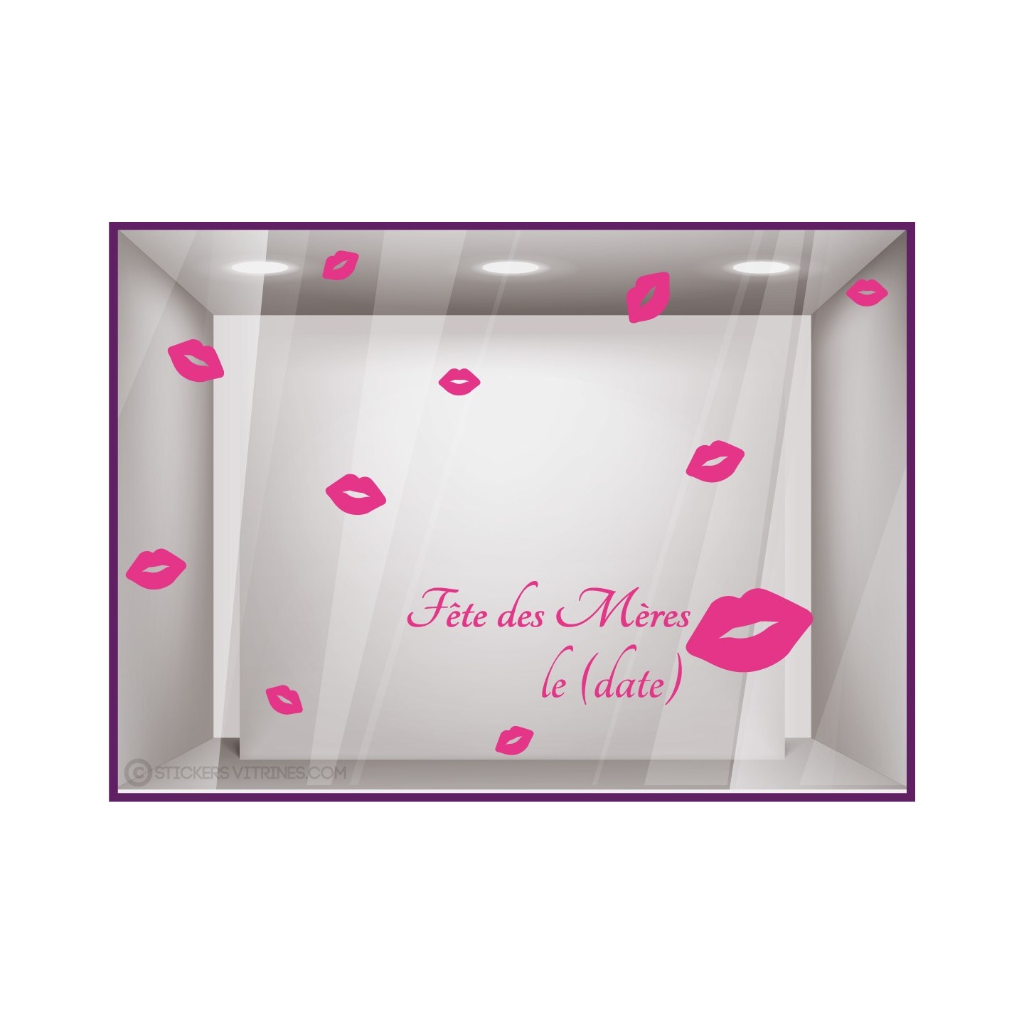 Autocollant pour devanture Kit de Stickers Fête des Mères mamans Bisous lettrage mode institut beaute