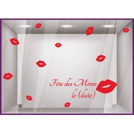 Autocollant pour devanture Kit de Stickers Fête des Mères mamans Bisous lettrage mode institut beaute
