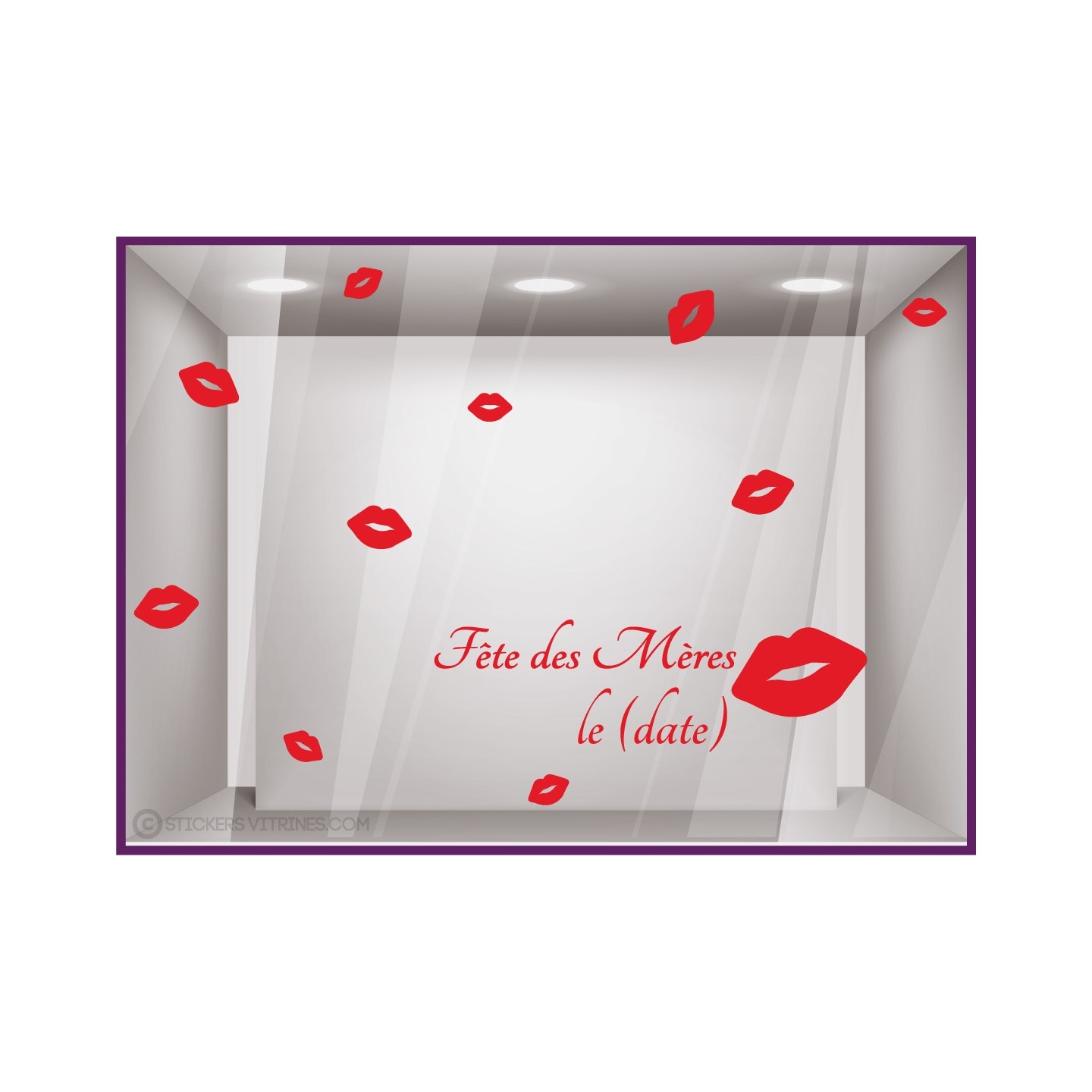 Autocollant pour devanture Kit de Stickers Fête des Mères mamans Bisous lettrage mode institut beaute