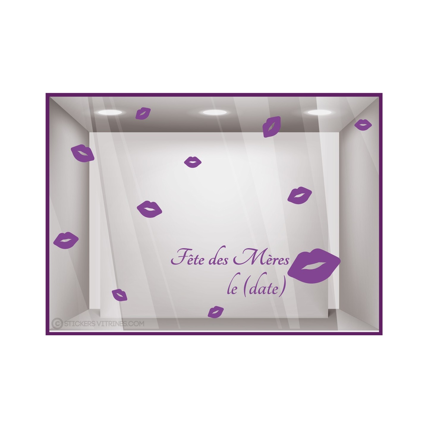 Autocollant pour devanture Kit de Stickers Fête des Mères mamans Bisous lettrage mode institut beaute