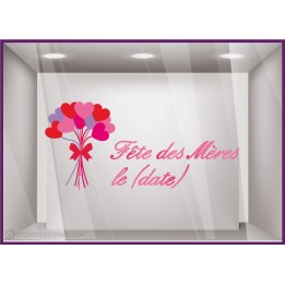Sticker pour vitrine Bouquet de Fleurs Fête des mères maman fleuriste mode parfumerie calicot vitrophanie
