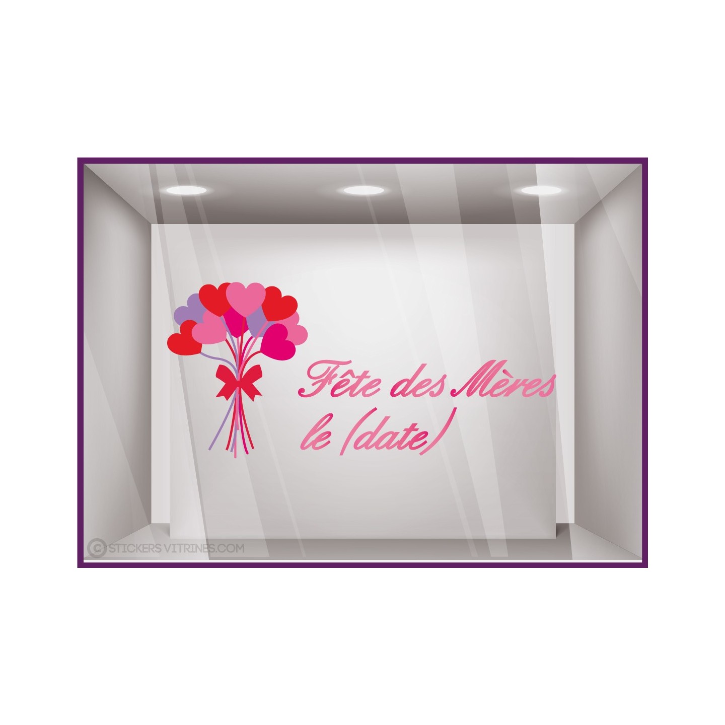 Sticker pour vitrine Bouquet de Fleurs Fête des mères maman fleuriste mode parfumerie calicot vitrophanie