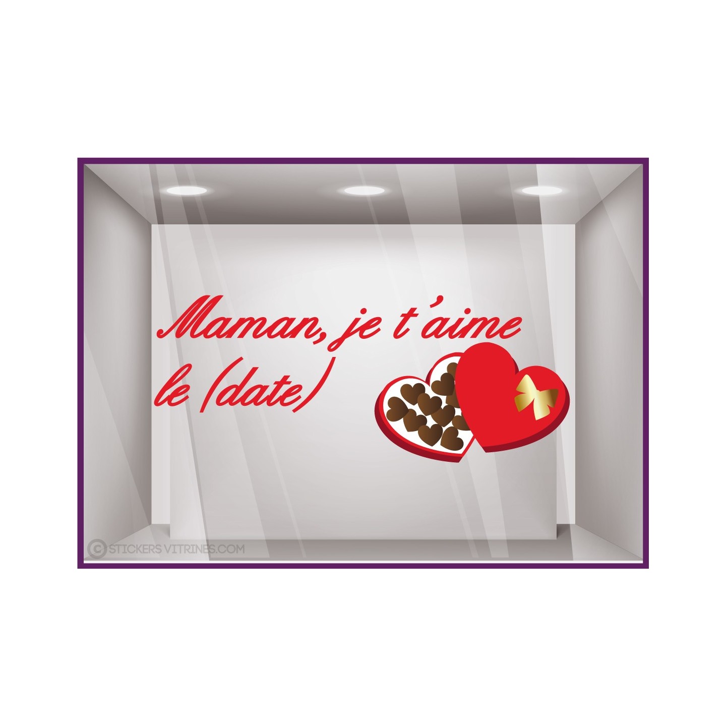 Autocollant adhésif pour vitrine Sticker Chocolats Maman je t’aime chocolaterie patisserie boulangerie fete des meres