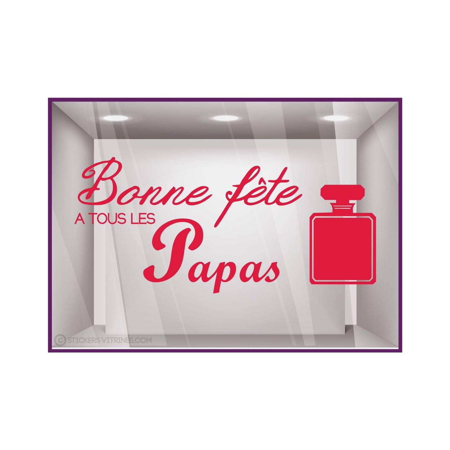 Sticker Parfum Bonne Fête à tous les papas pères coiffeur institut de beauté mode devanture lettrage adhésif texte autocollant