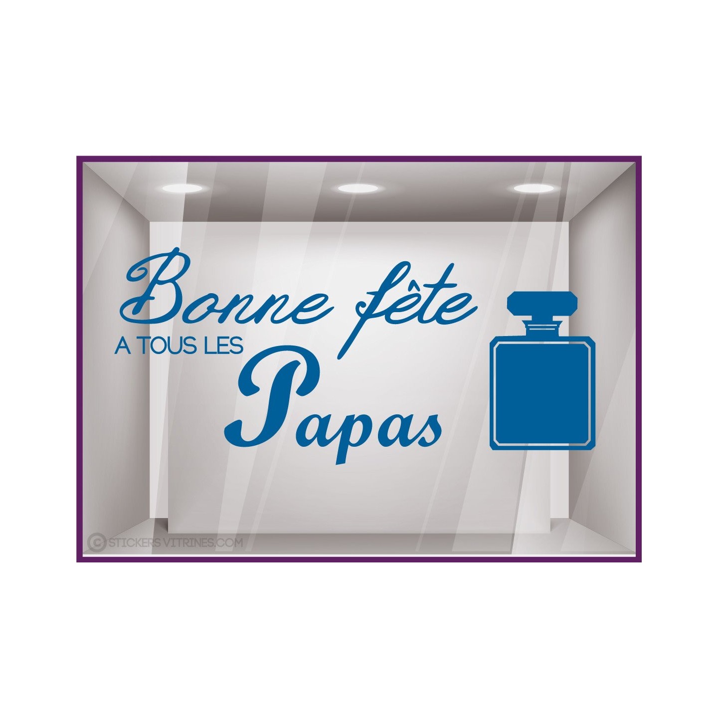 Sticker Parfum Bonne Fête à tous les papas pères coiffeur institut de beauté mode devanture lettrage adhésif texte autocollant