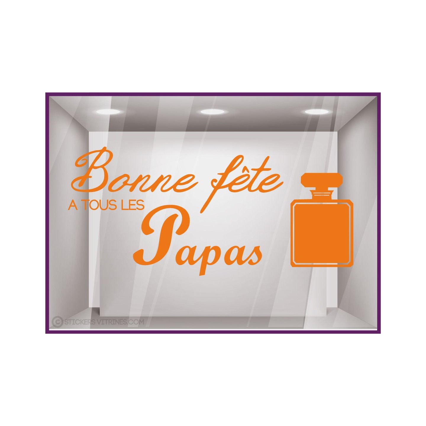 Sticker Parfum Bonne Fête à tous les papas pères coiffeur institut de beauté mode devanture lettrage adhésif texte autocollant