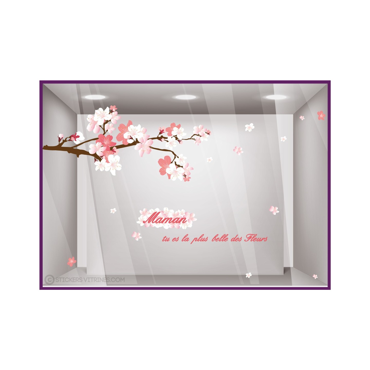 Adhésif pour devanture Kit de Stickers Maman tu es la plus belle des fleurs