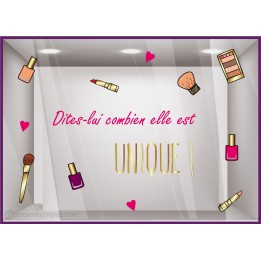 Kit de Stickers dites lui combien elle est unique fete des meres mamans institut beaute mode parfumerie vitrophanie calicot