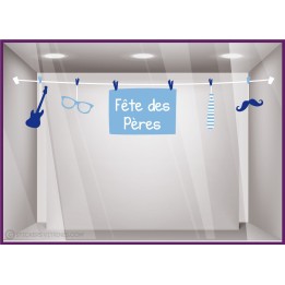 Sticker Frise Fête des Pères papa mode maroquinerie opticien coiffeur vitrine bandeau fanion 