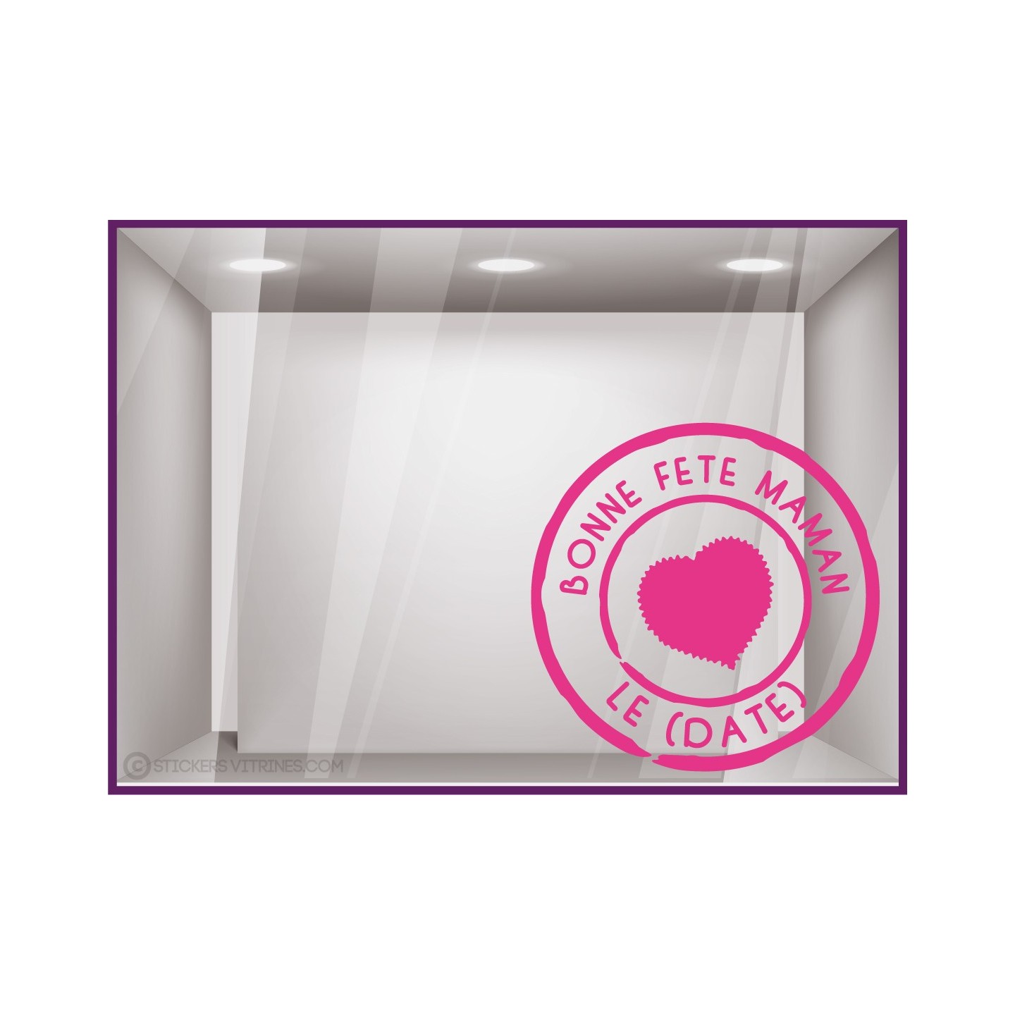 Sticker Timbre Bonne Fête Maman fete des meres mode institut beaute parfumerie bijouterie calicot vitrophanie enseigne