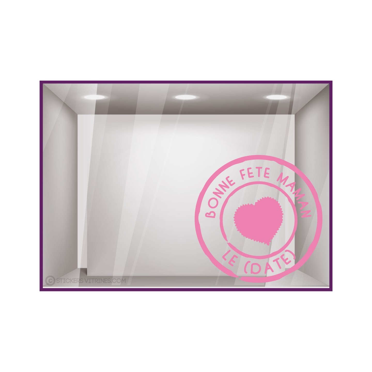 Sticker Timbre Bonne Fête Maman fete des meres mode institut beaute parfumerie bijouterie calicot vitrophanie enseigne
