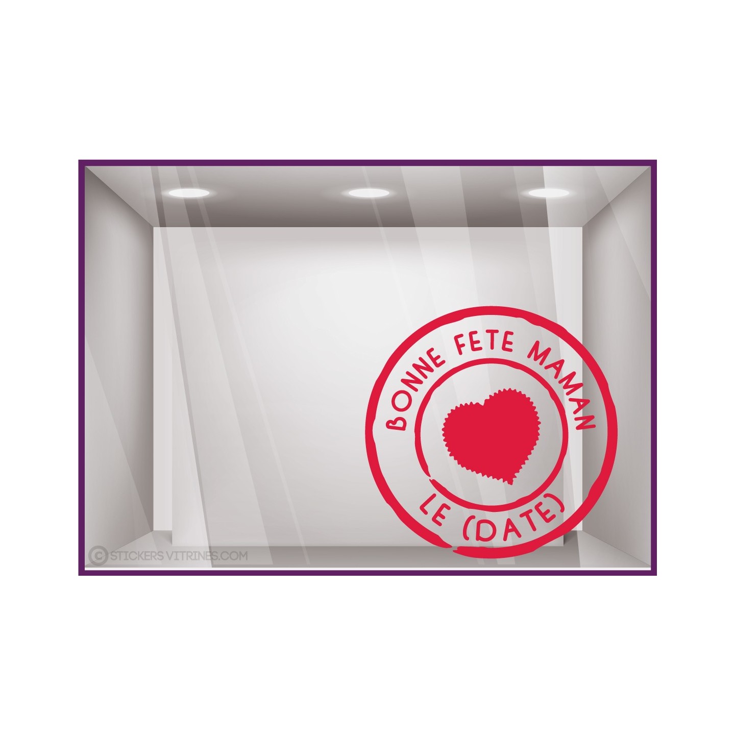 Sticker Timbre Bonne Fête Maman fete des meres mode institut beaute parfumerie bijouterie calicot vitrophanie enseigne