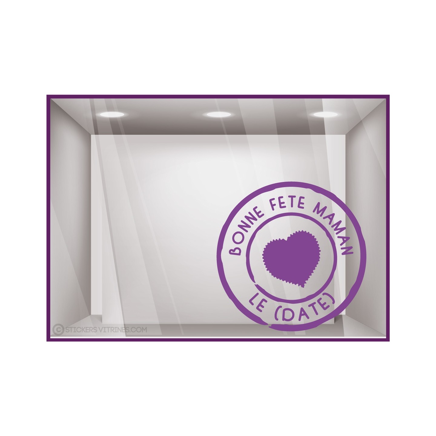 Sticker Timbre Bonne Fête Maman fete des meres mode institut beaute parfumerie bijouterie calicot vitrophanie enseigne