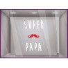 Sticker Texte Super Papa fete des peres papas moustache lettrage adhesif coiffeur caviste pret a porter vitrophanie