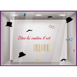 Kit de Stickers dites lui combien il est unique fête des pères vitrine adhésif autocollant calicot magasin devanture 