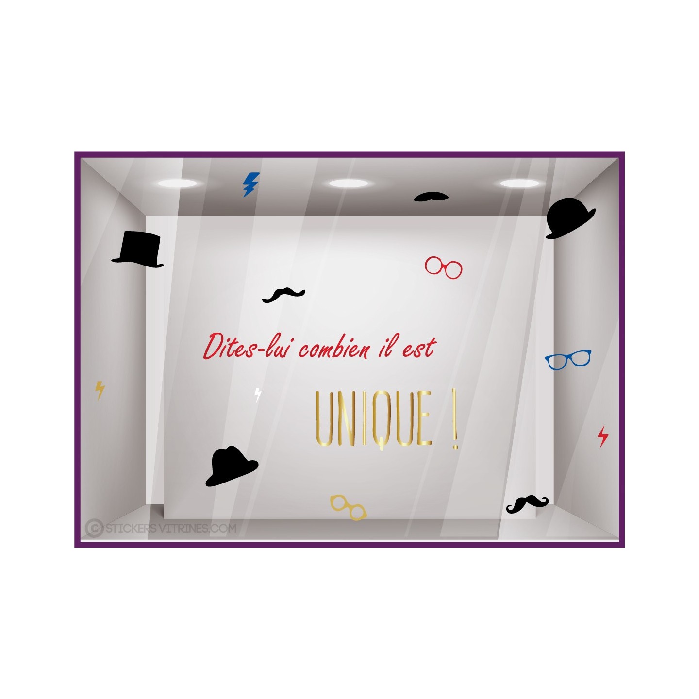 Kit de Stickers dites lui combien il est unique fête des pères vitrine adhésif autocollant calicot magasin devanture 